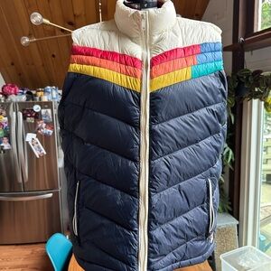 Marine Layer Rainbow Chevron Puffer Vest - Unisex XL
